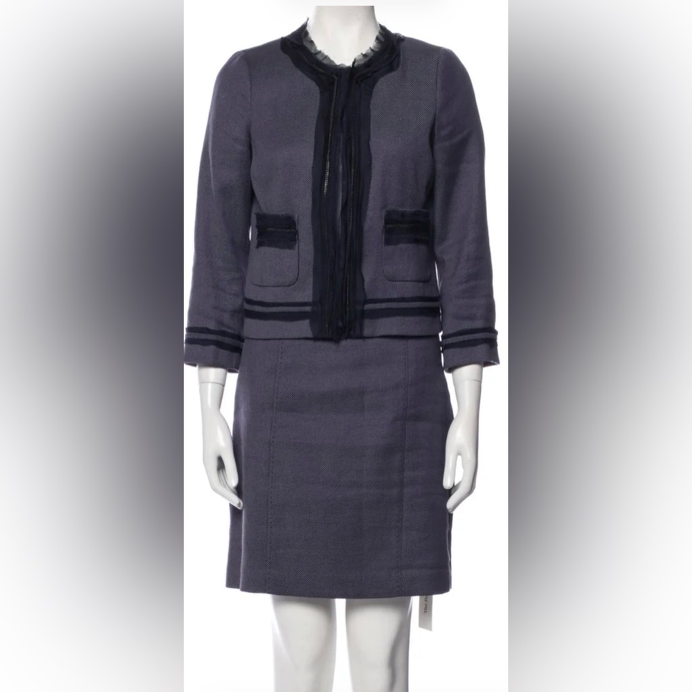 Rebecca Taylor Blue/Grey Skirt Suit Sz 2